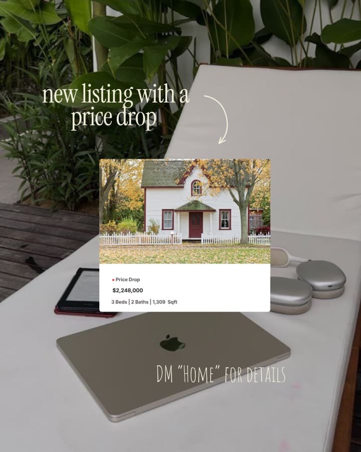 A price drop announcement for a listing
